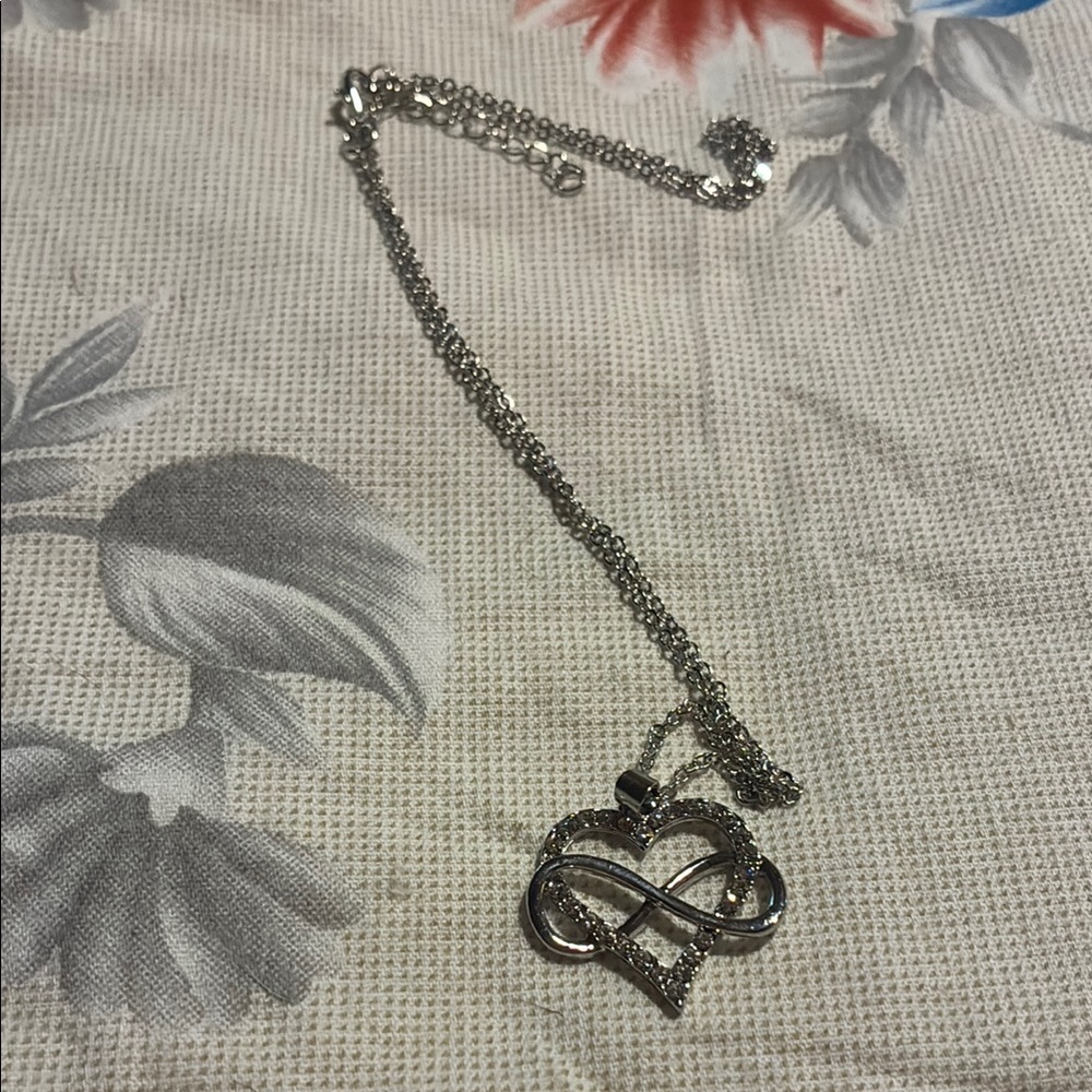 Silver Heart Infinity Necklace